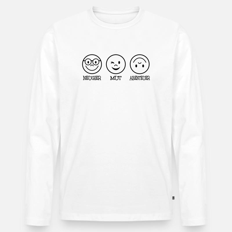 Neugier Mut Abenteuer - Männer Premium Bio Langarmshirt - Weiß