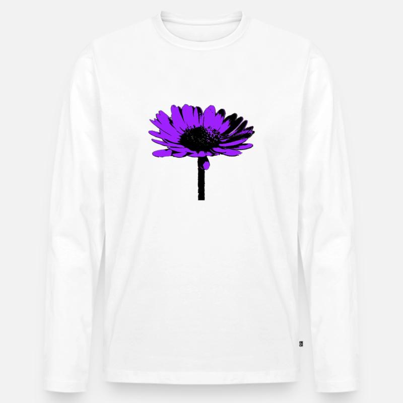Blume - Männer Premium Bio Langarmshirt - Weiß