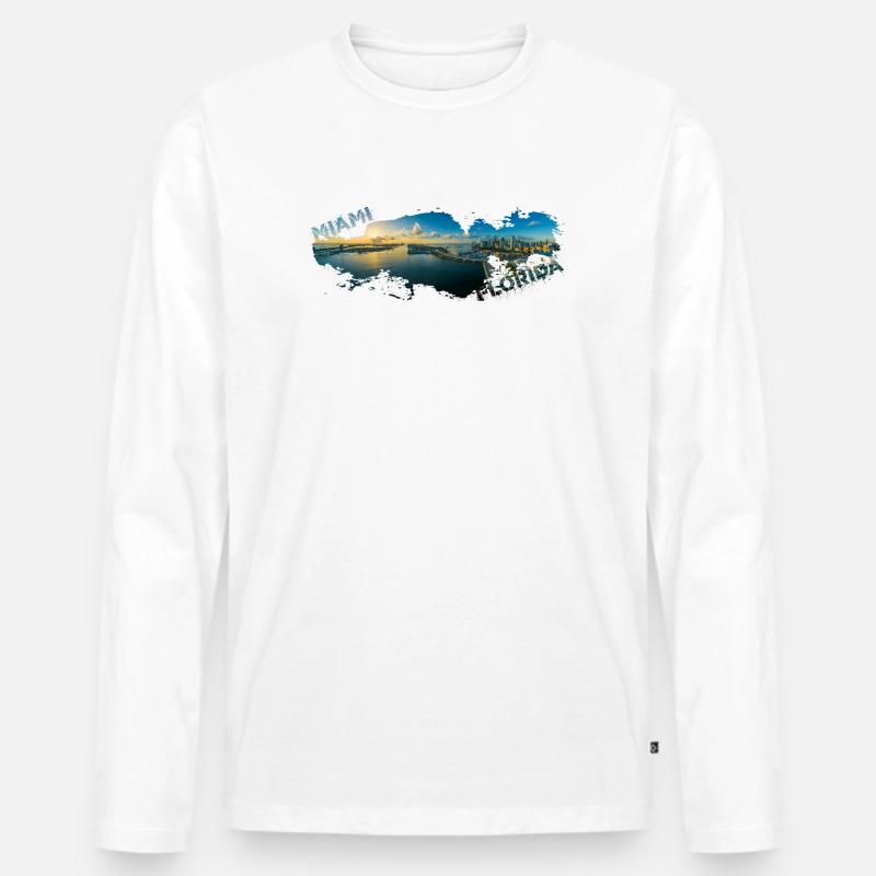 Miami Florida Splash - Männer Premium Bio Langarmshirt - Weiß