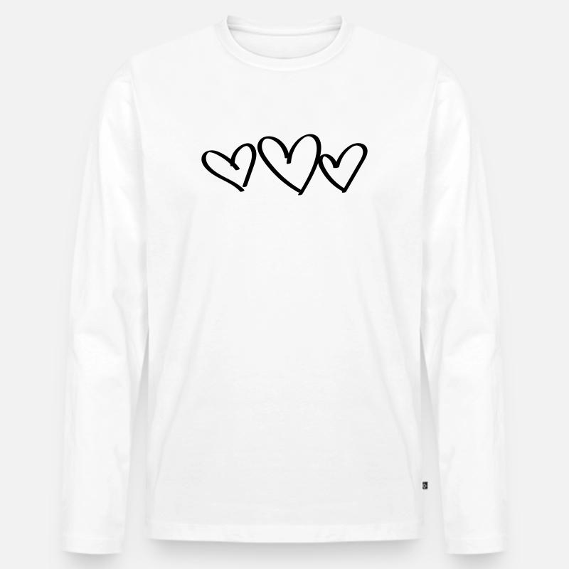 3 Herzen Liebe - Männer Premium Bio Langarmshirt - Weiß