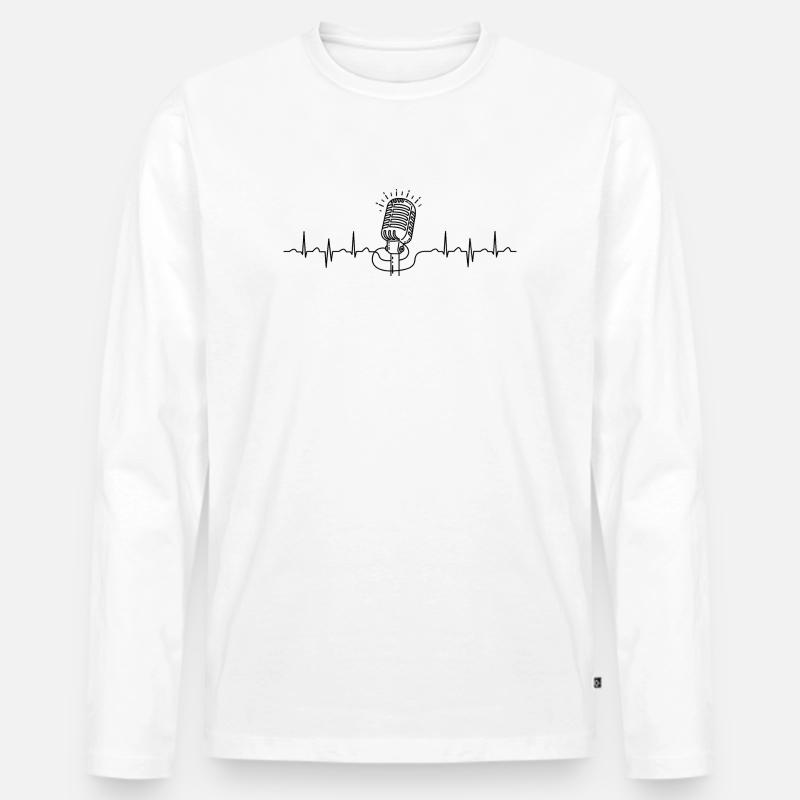 wave line microphone - Männer Premium Bio Langarmshirt - Weiß