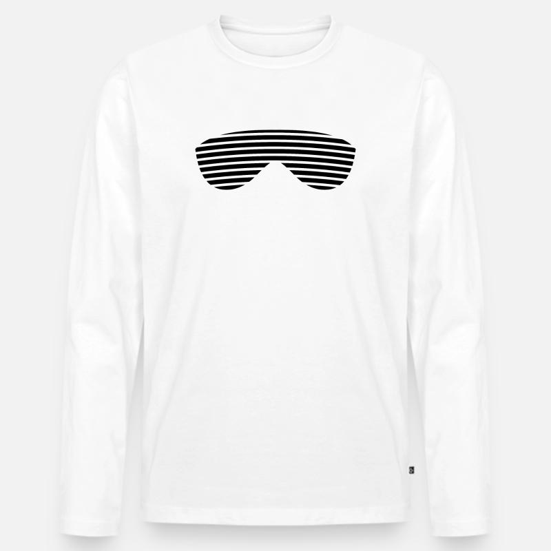 Brille schwarz gestreift - Männer Premium Bio Langarmshirt - Weiß