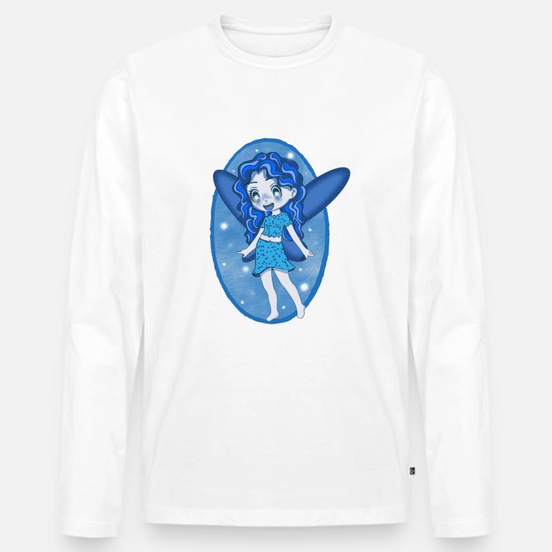 Kleine blaue Fee - Männer Premium Bio Langarmshirt - Weiß