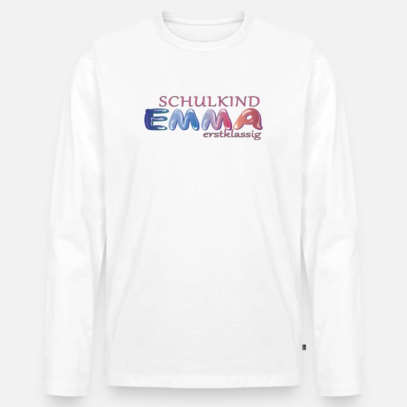 Schulkind Emma Schule - Männer Premium Bio Langarmshirt - Weiß