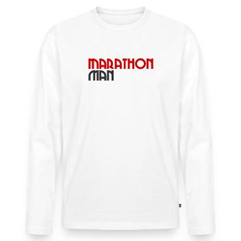 Marathon Man - Running - Jogging - Running Endurance - Men's Premium Organic Long Sleeve Shirt - white - Front - Nico (187cm)