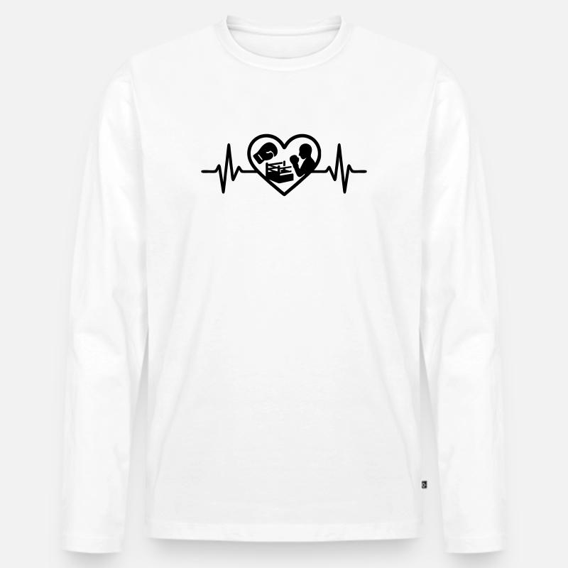 Boxen Herz Handschuh Ring Silhouette - Männer Premium Bio Langarmshirt - Weiß