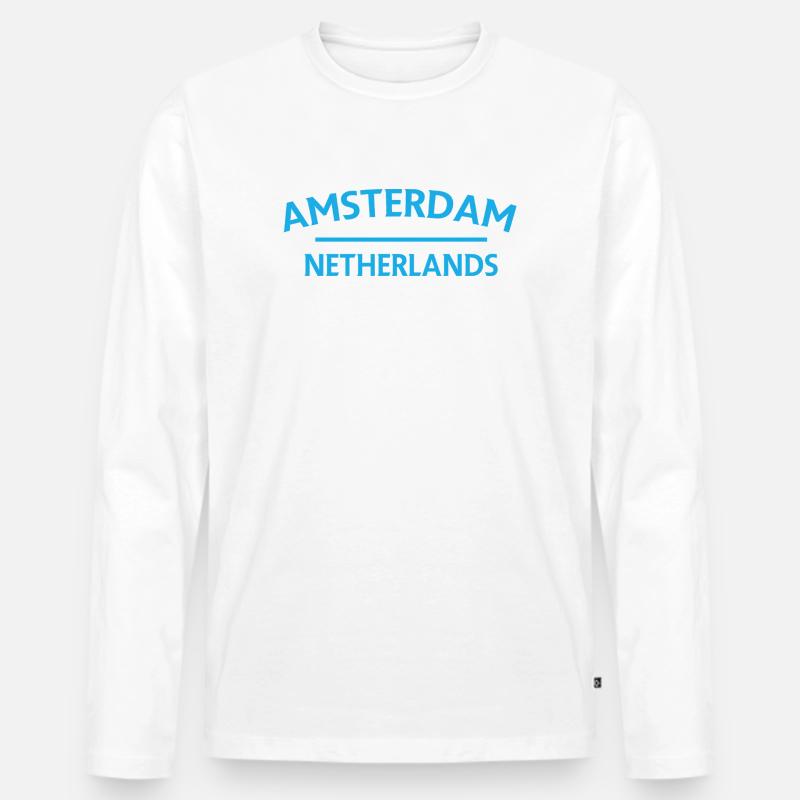 Amsterdam – Niederländisches Textdesign - Männer Premium Bio Langarmshirt - Weiß