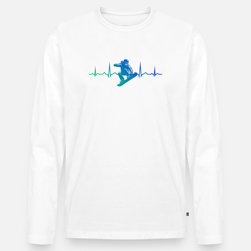 Conception compacte de snowboard pour snowboard - T-shirt manches longues Premium bio Homme - blanc