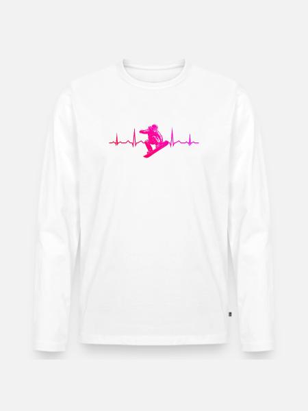 Klare Snowboard Botschaft - Männer Premium Bio Langarmshirt - Weiß