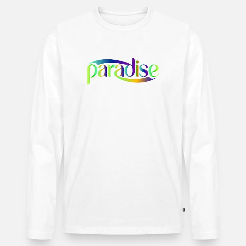 Paradise Rainbow Skriptdesign - Männer Premium Bio Langarmshirt - Weiß