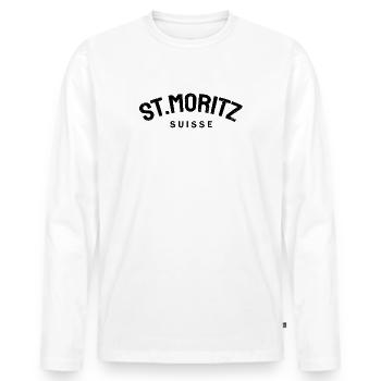 St. Moritz - Suisse - Switzerland - Swiss - Men's Premium Organic Long Sleeve Shirt - white - Front - Nico (187cm)