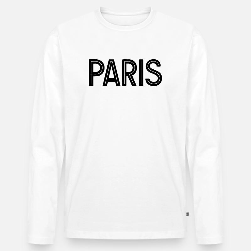 Paris Black Geometric Typography - Men's Premium Organic Long Sleeve Shirt - white
