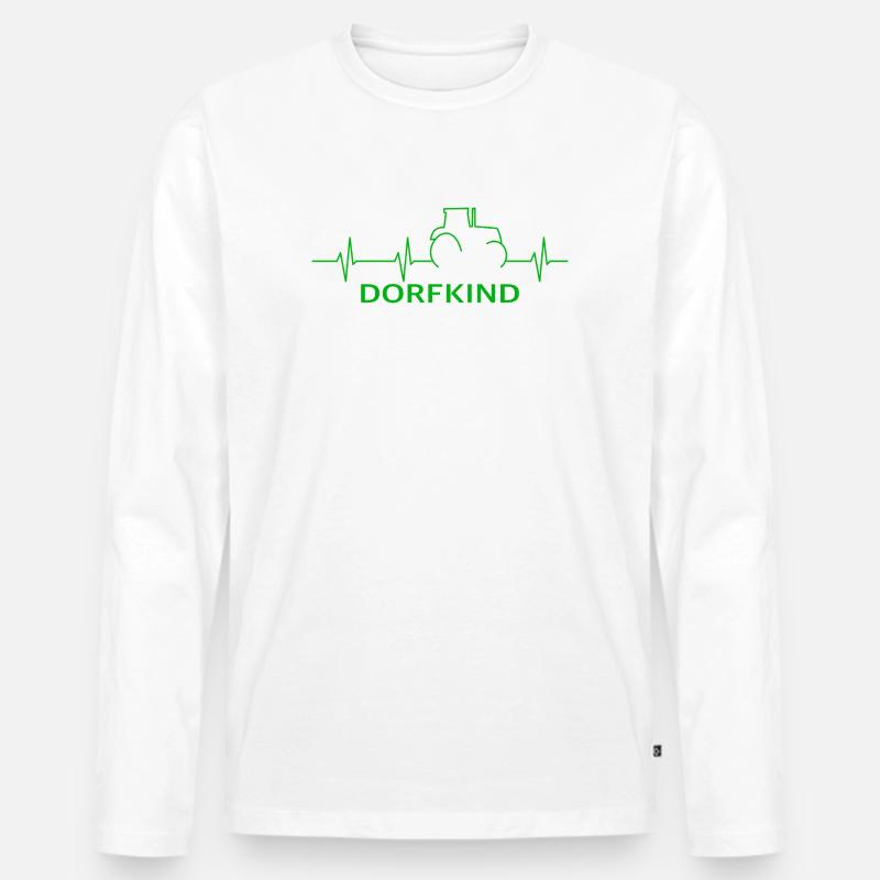 Traktor Dorfkind Herzschlag Bauernhof - Männer Premium Bio Langarmshirt - Weiß