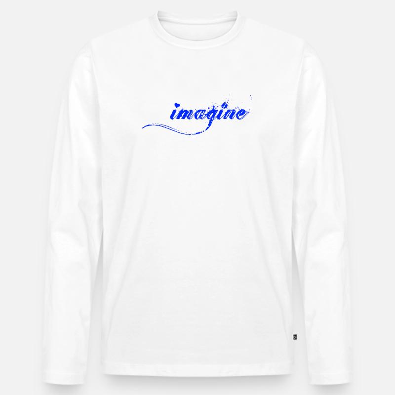 Imagine Blaue Farbklecks Script - Männer Premium Bio Langarmshirt - Weiß