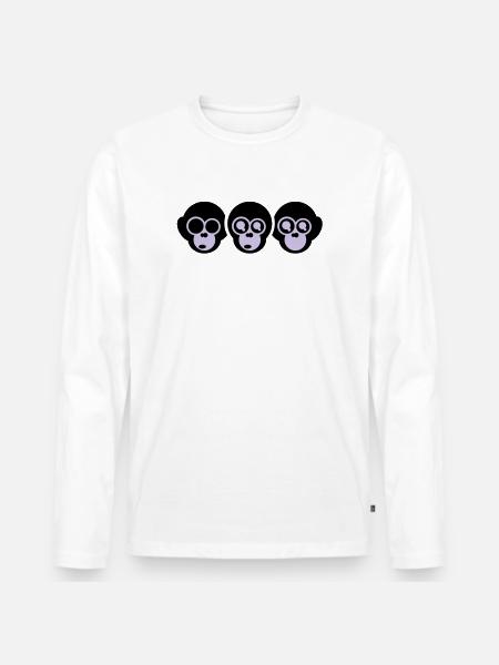 trois singes - T-shirt manches longues Premium bio Homme - blanc