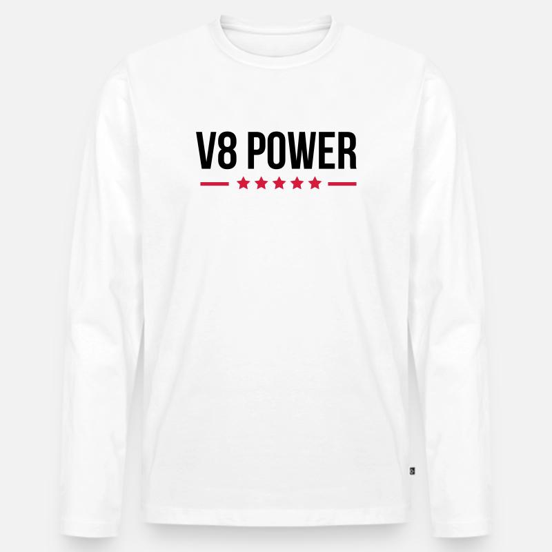 V8 Power - Männer Premium Bio Langarmshirt - Weiß
