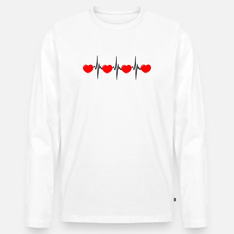Herzfrequenz hartes rotes Cardio-EKG - Männer Premium Bio Langarmshirt - Weiß