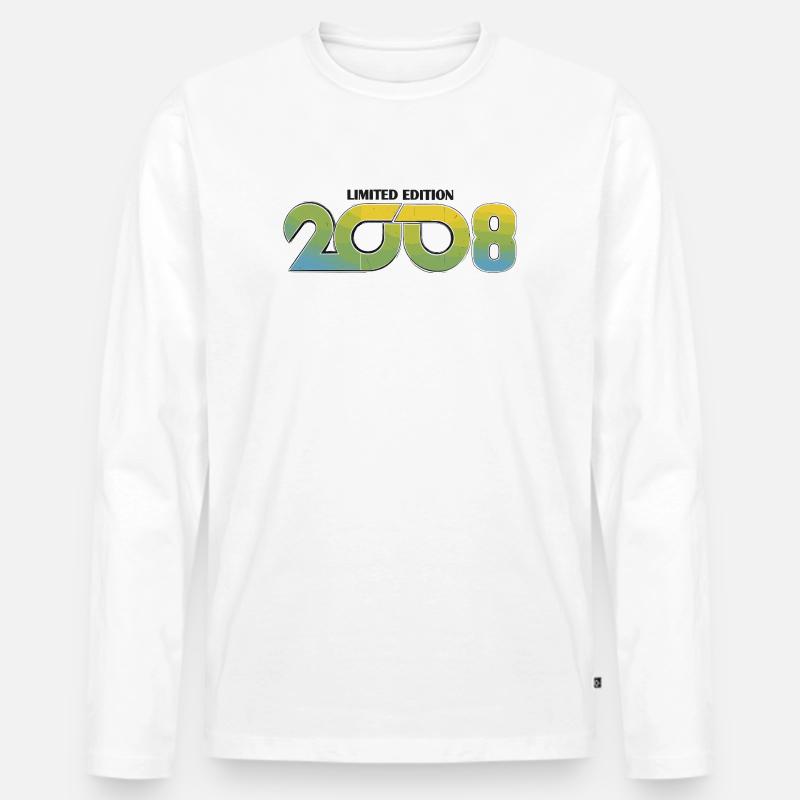 Limitierte Edition 2008 Retro  - Männer Premium Bio Langarmshirt - Weiß