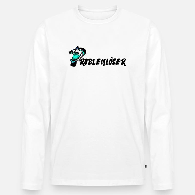 Problem solver text - Men's Premium Organic Long Sleeve Shirt - white