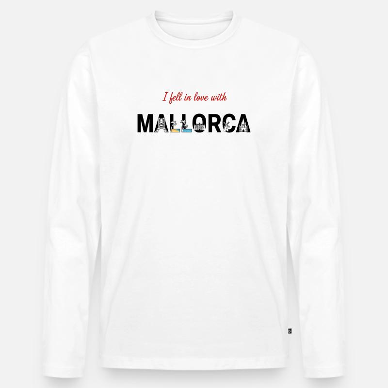 Mallorca Liebe – Insel-Feeling & Skyline Design - Männer Premium Bio Langarmshirt - Weiß