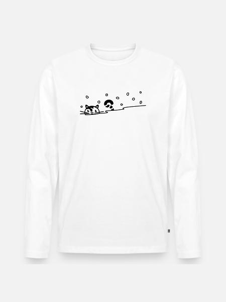 Chat mignon dans la neige - T-shirt manches longues Premium bio Homme - blanc