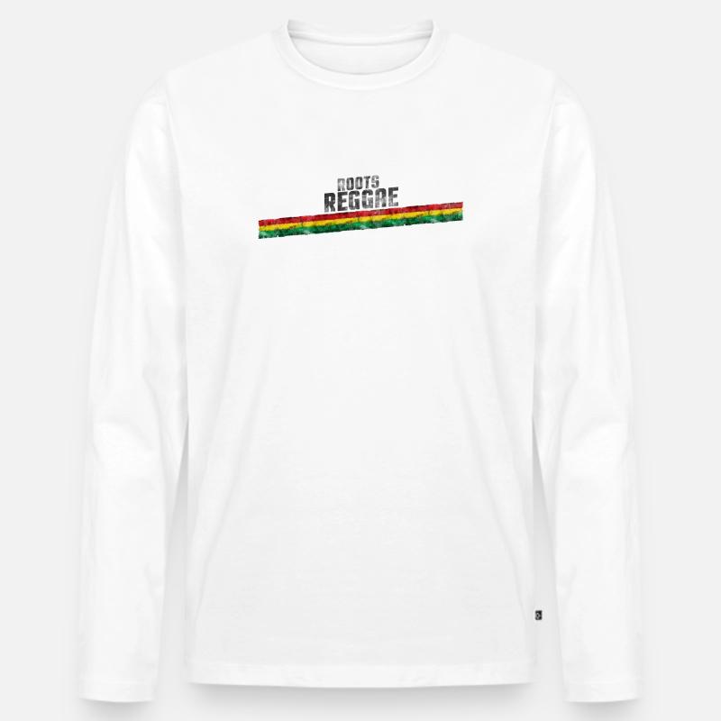 Roots Reggae Farbverlauf Design - Männer Premium Bio Langarmshirt - Weiß