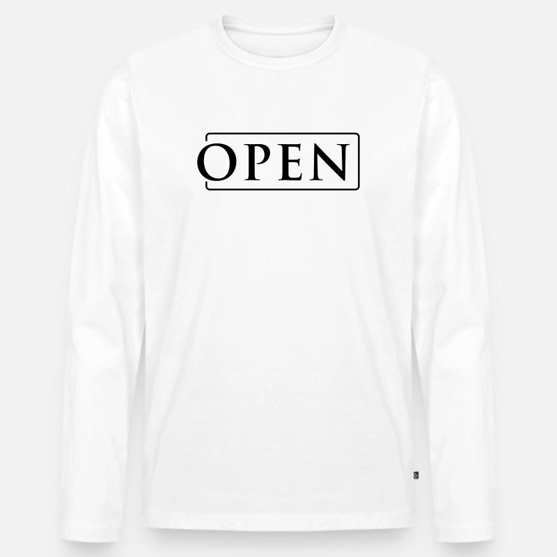 OPEN in Rahmen - Männer Premium Bio Langarmshirt - Weiß