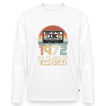 1972 Vintage Born Vintage 50 Anniversaire Rétro - T-shirt manches longues Premium bio Homme - blanc - Devant - Nico (187cm)