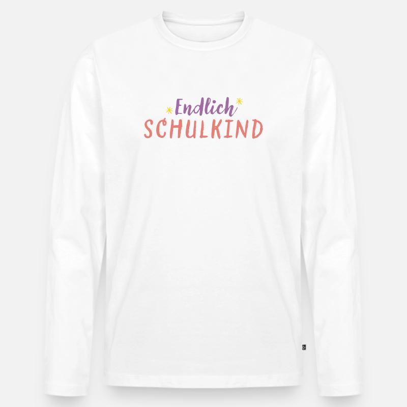 Endlich Schulkind - Männer Premium Bio Langarmshirt - Weiß