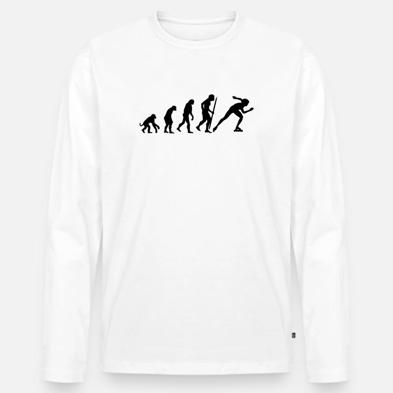 Evolution of inline speed skating - Männer Premium Bio Langarmshirt - Weiß