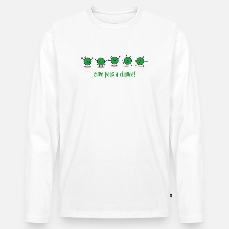 Give Peas a Chance! - Männer Premium Bio Langarmshirt - Weiß