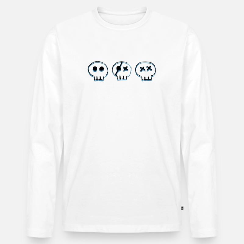 bones skulls - Männer Premium Bio Langarmshirt - Weiß