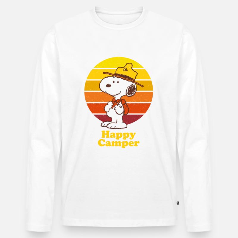 Peanuts Snoopy Happy Camper Camping - Männer Premium Bio Langarmshirt - Weiß