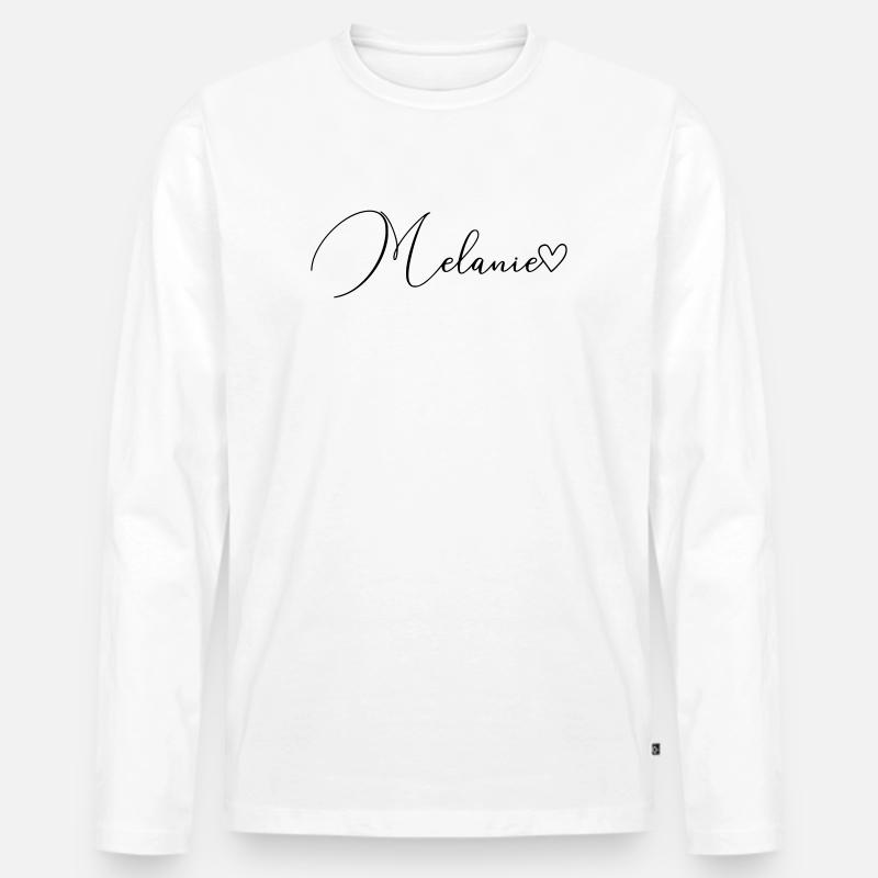 Melanie Name Vorname Mädchen - Männer Premium Bio Langarmshirt - Weiß