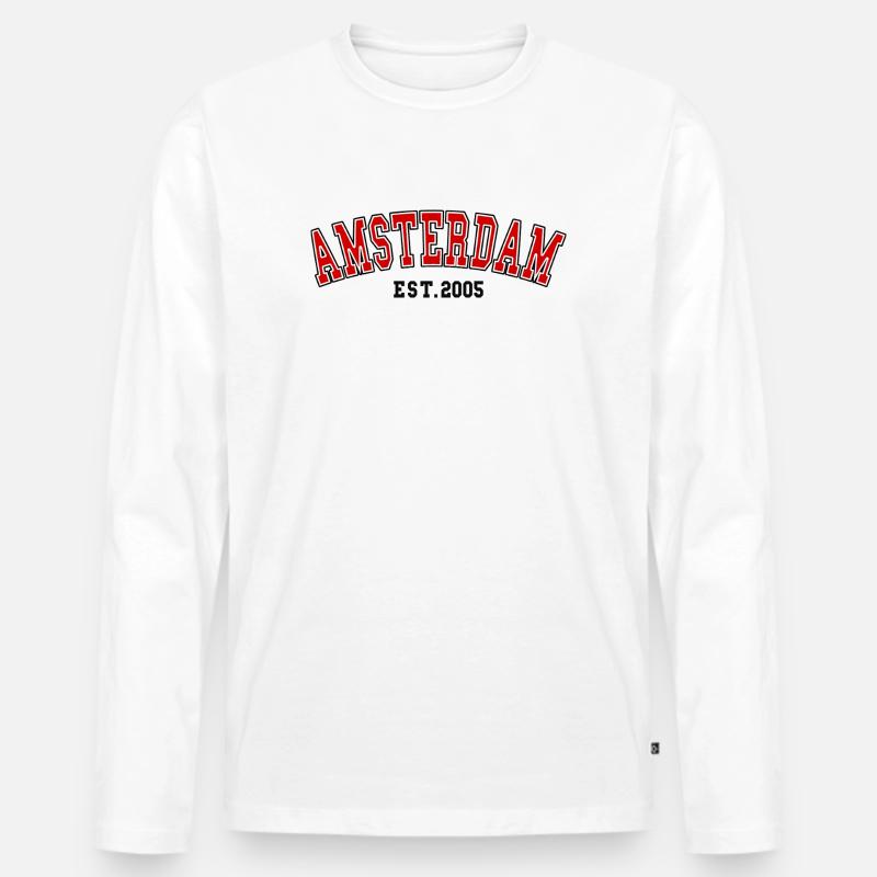 Amsterdam Est.2005 - Männer Premium Bio Langarmshirt - Weiß