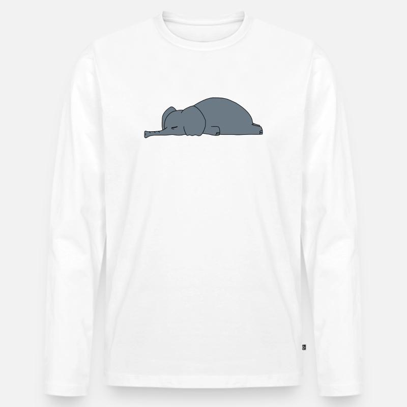 Fauler Elefant Schlaft Lustiger Sarkasmus Tierdesign - Männer Premium Bio Langarmshirt - Weiß