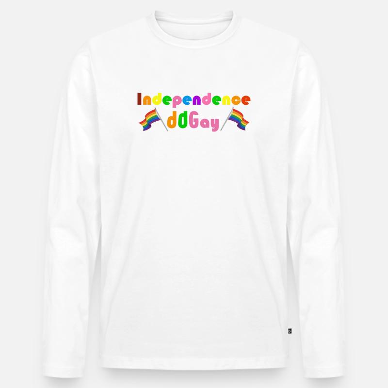 Unabhängigkeit Schwuler Regenbogen - Männer Premium Bio Langarmshirt - Weiß