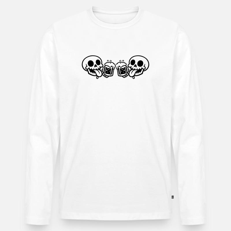 Skelett Team Bier - Männer Premium Bio Langarmshirt - Weiß