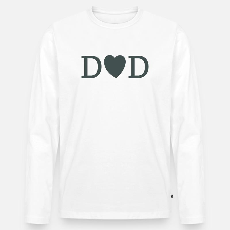 DAD Herz D Monogramm - Männer Premium Bio Langarmshirt - Weiß
