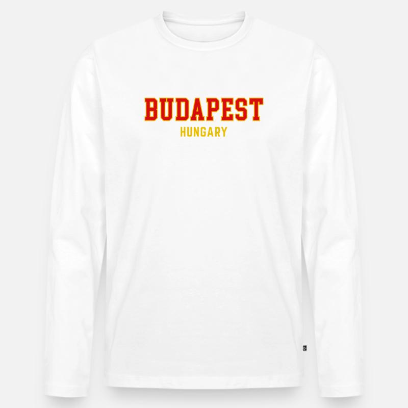 Budapest City Pride Varsity - Männer Premium Bio Langarmshirt - Weiß