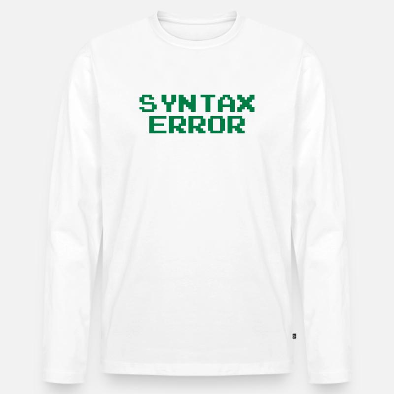 Syntax Error - Männer Premium Bio Langarmshirt - Weiß