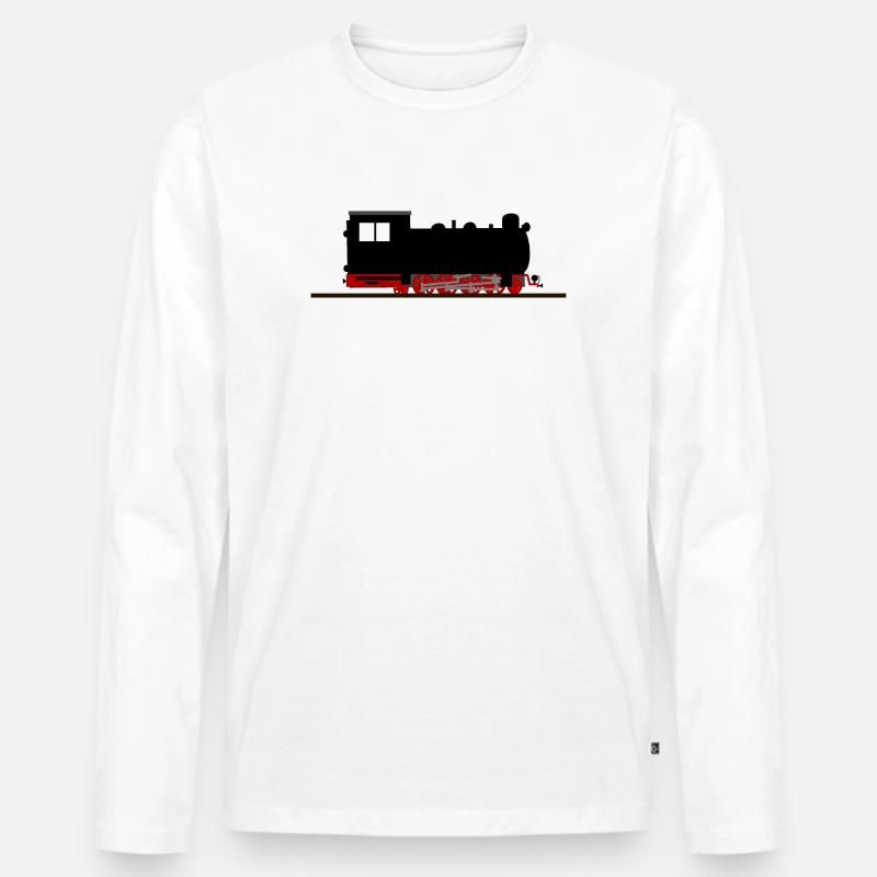 Dampflok Eisenbahn Schmalspurbahn Nostalgie - Männer Premium Bio Langarmshirt - Weiß