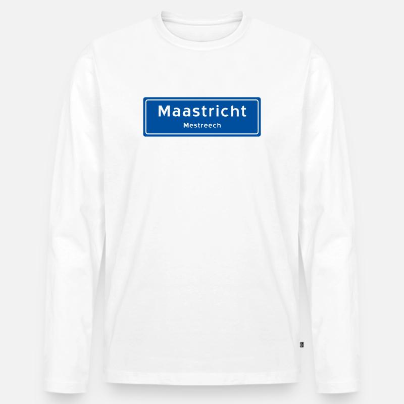 Maastricht Ortsschild - Männer Premium Bio Langarmshirt - Weiß