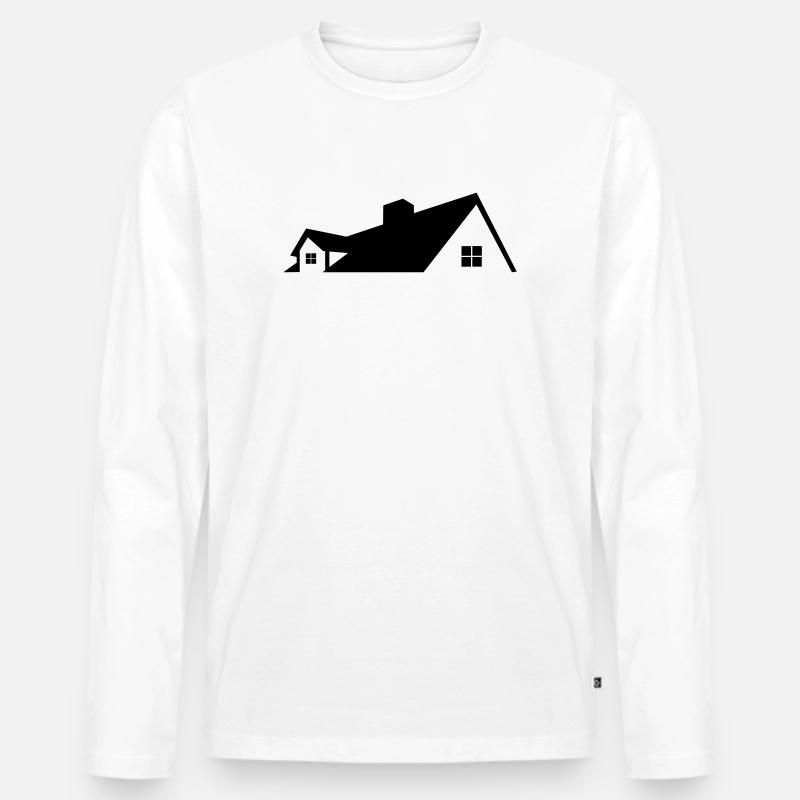 Logo Haus einfaches Logo - Männer Premium Bio Langarmshirt - Weiß