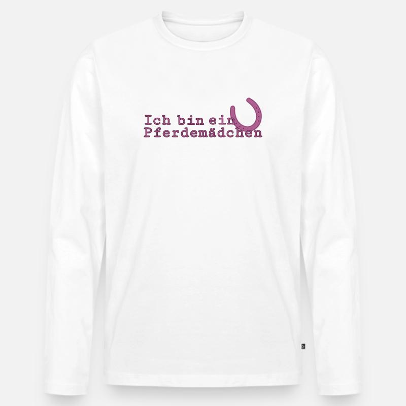Ich bin ein Pferdemädchen - Männer Premium Bio Langarmshirt - Weiß