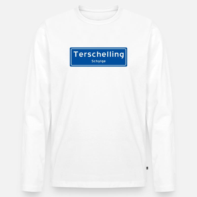 Terschelling Ortsschild - Männer Premium Bio Langarmshirt - Weiß