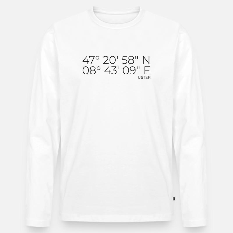 Koordinaten Uster - Männer Premium Bio Langarmshirt - Weiß