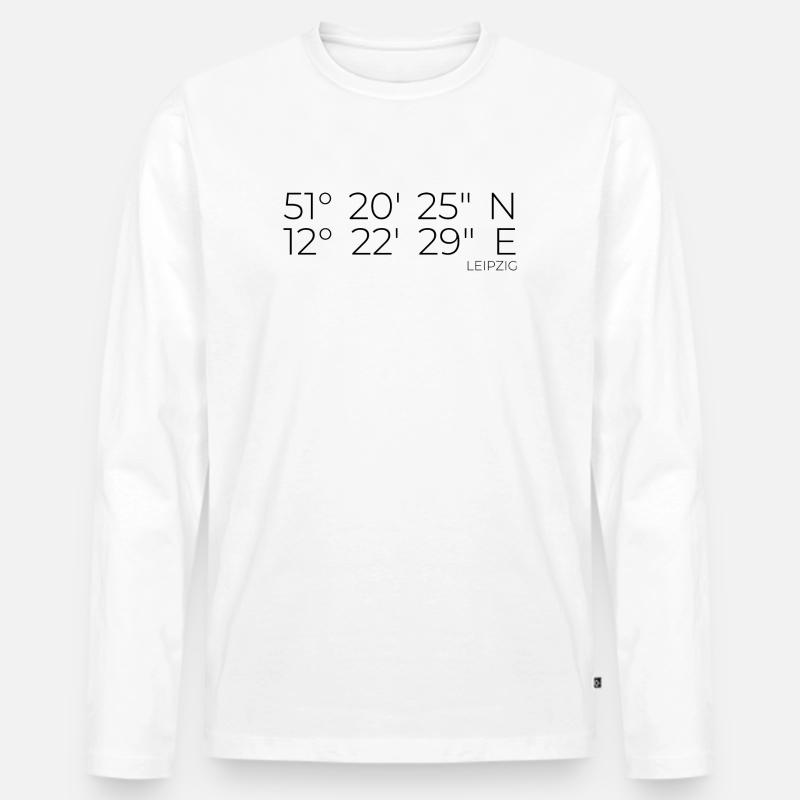 Koordinaten Leipzig - Männer Premium Bio Langarmshirt - Weiß