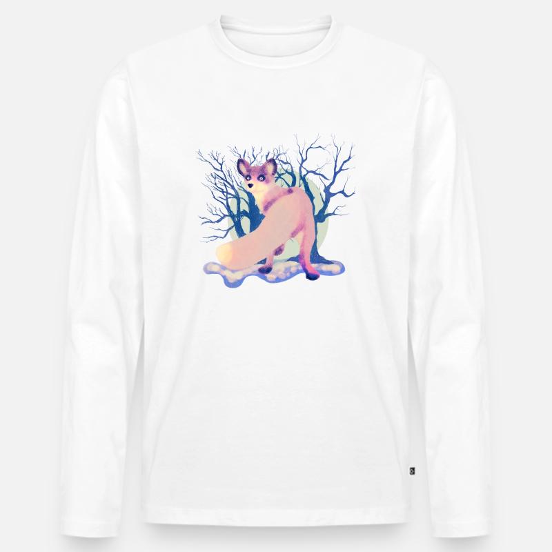 Fuchs im Winter - Männer Premium Bio Langarmshirt - Weiß