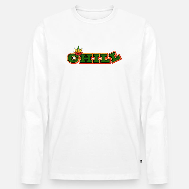 Psychedelic Chill Cannabis Wortkunst - Männer Premium Bio Langarmshirt - Weiß